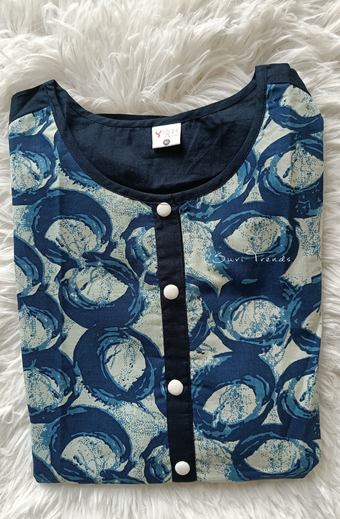 Abstract Printed Short Top - Blue