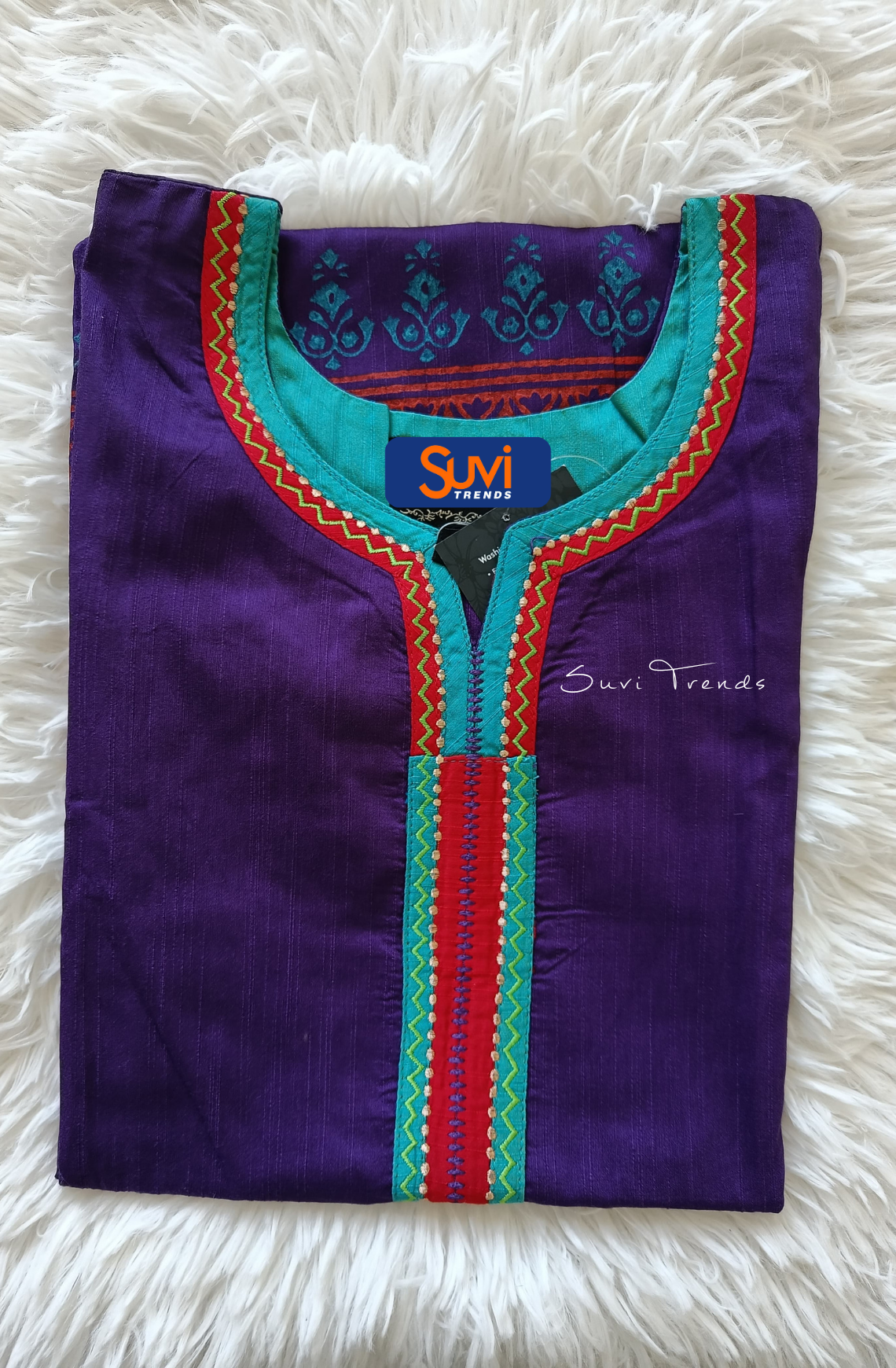 Hand Block Printed Straight Kurta - Violet