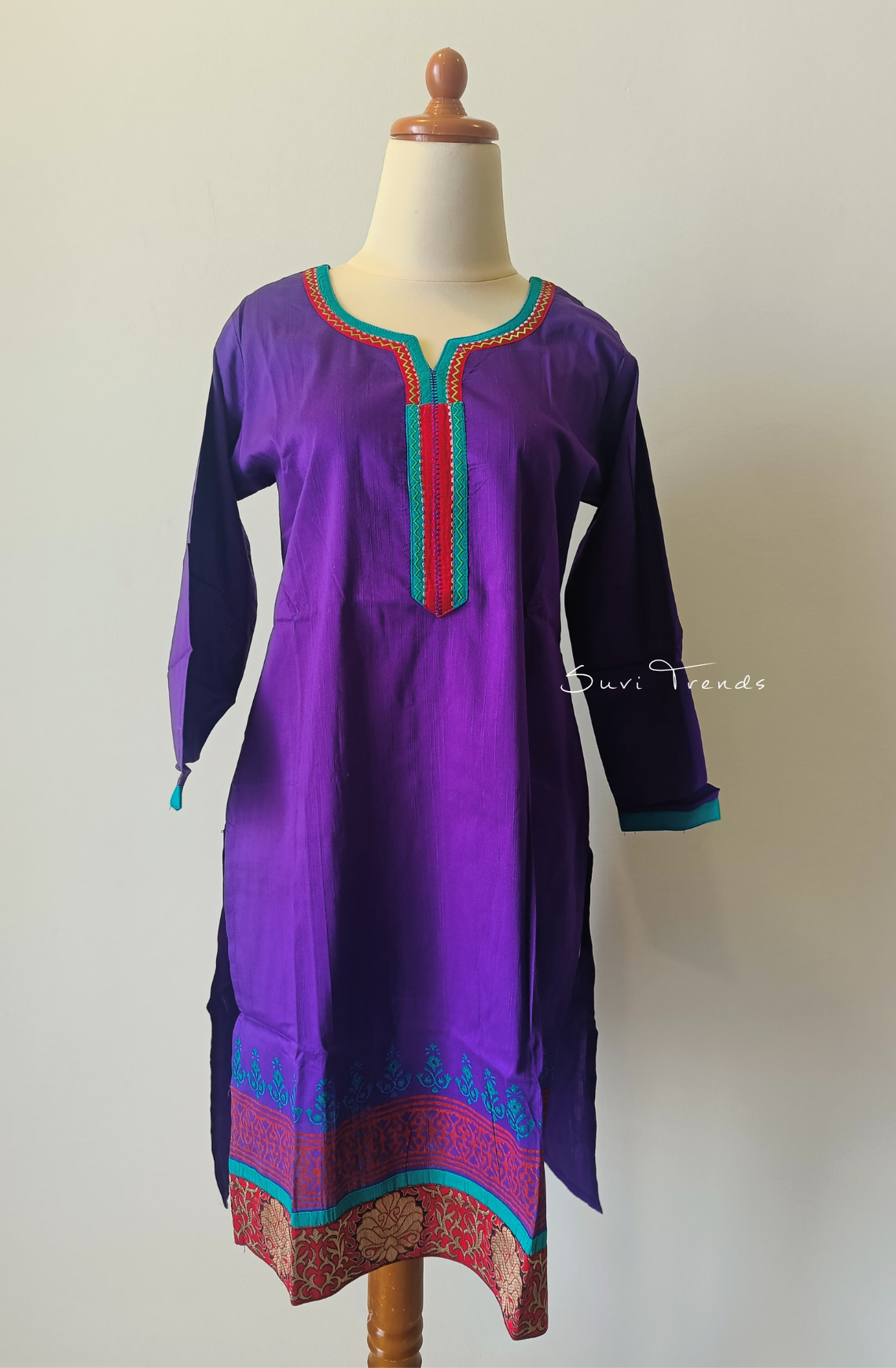 Hand Block Printed Straight Kurta - Violet