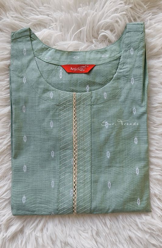 All Over Butta Embroidered Kurta - Green