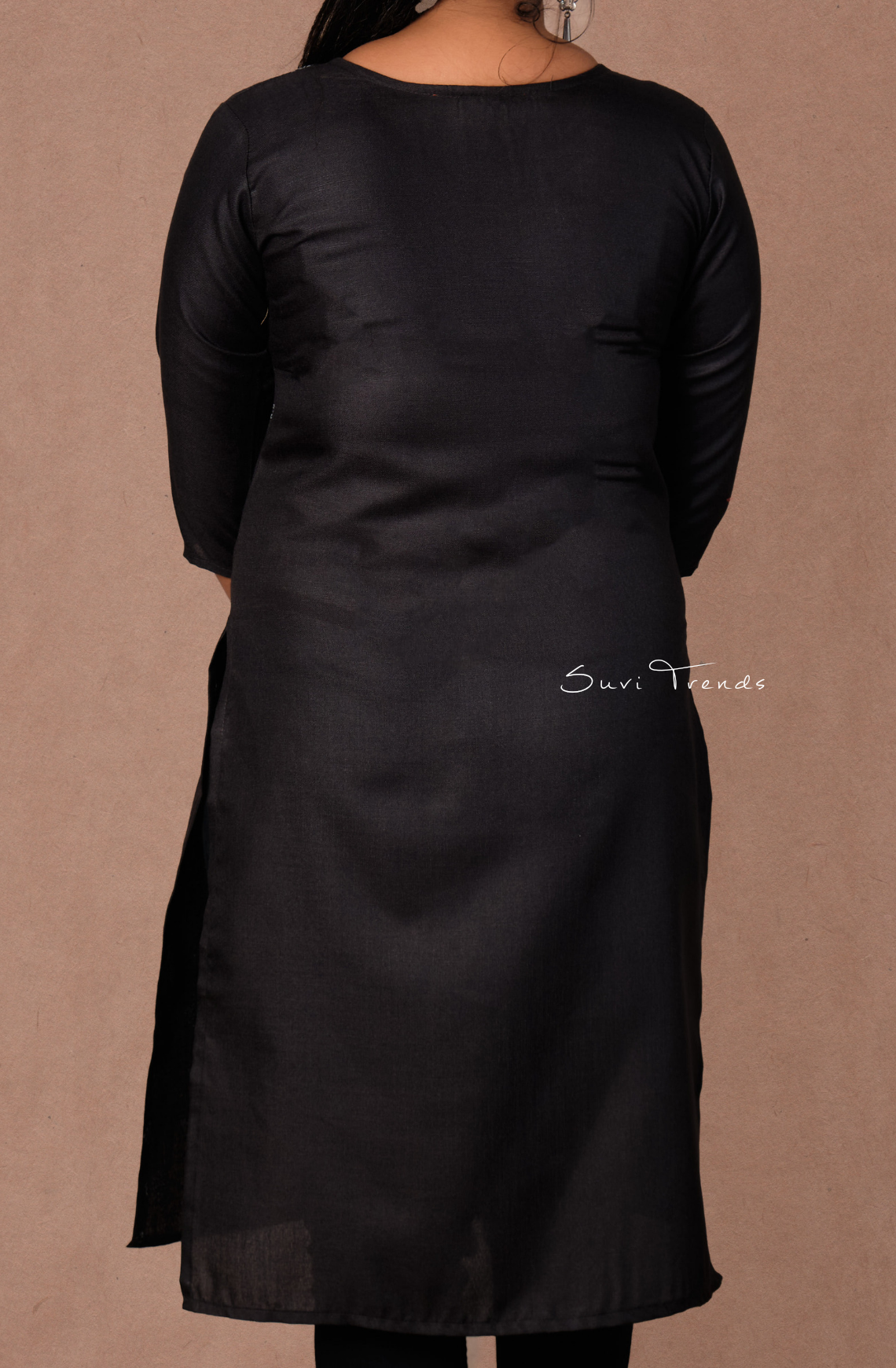 Cotton Printed Straight Kurta - Black