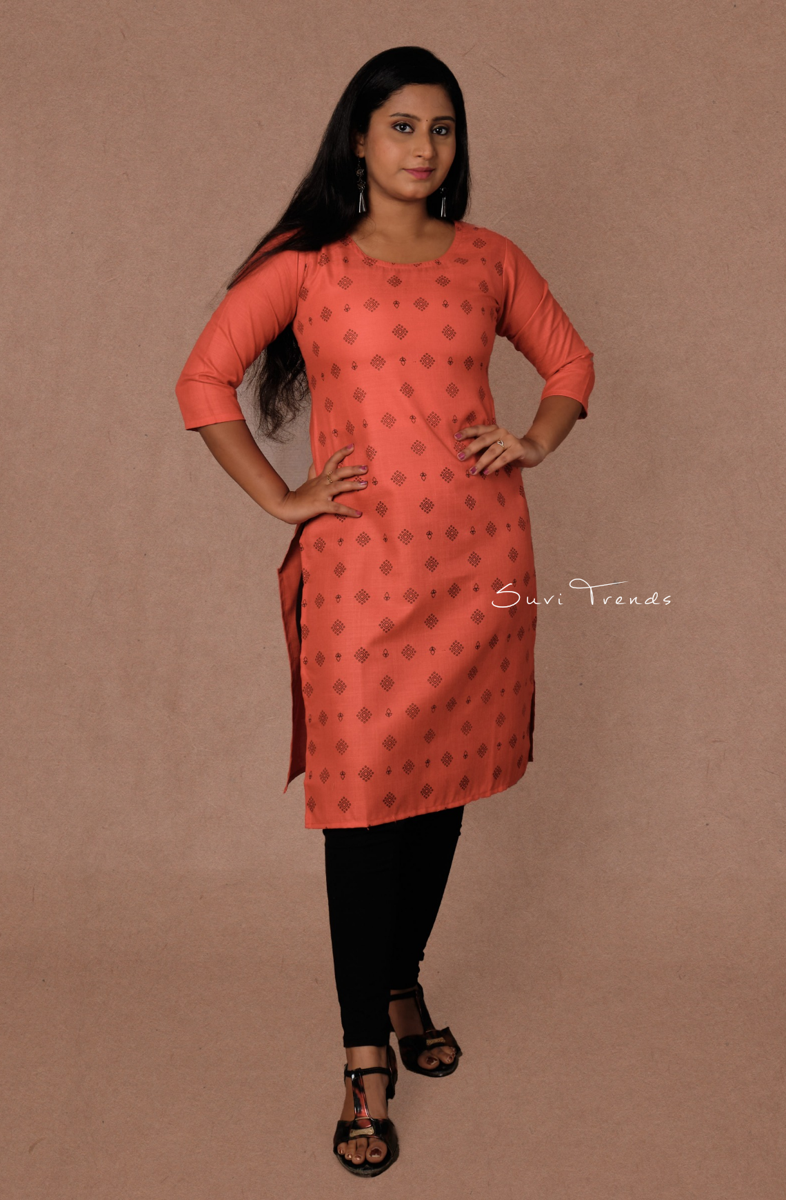 Cotton Printed Straight Kurta - Pink