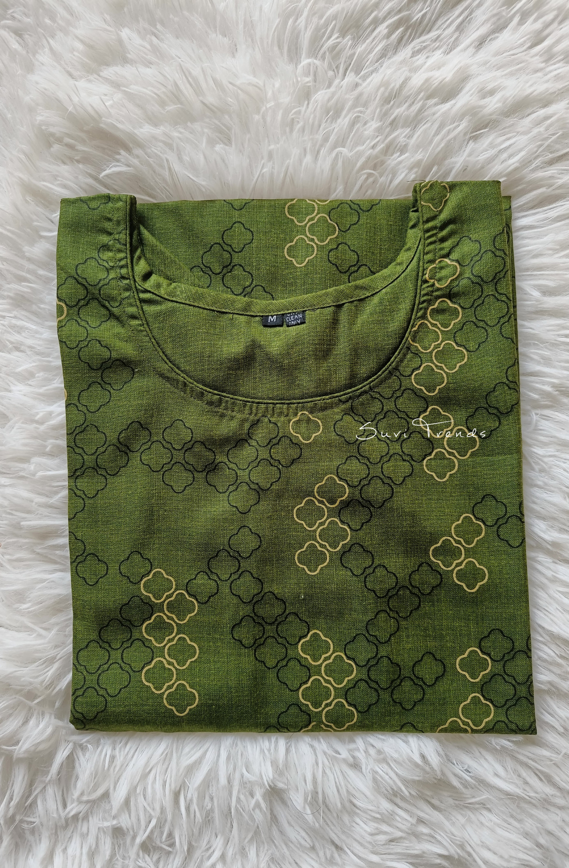 Cotton Printed Straight Kurta - Green