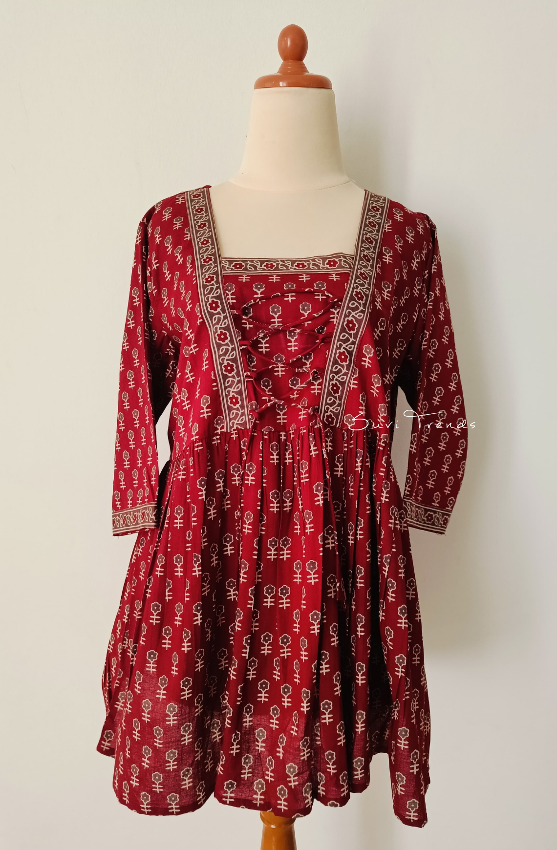 Cotton Zig Zag Dori Top - Red