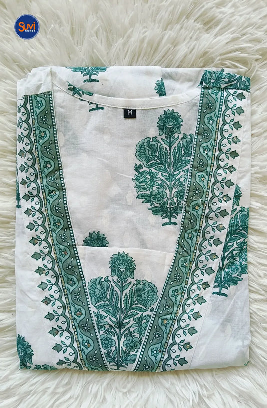 Floral Printed Anarkali Suit Set - Green