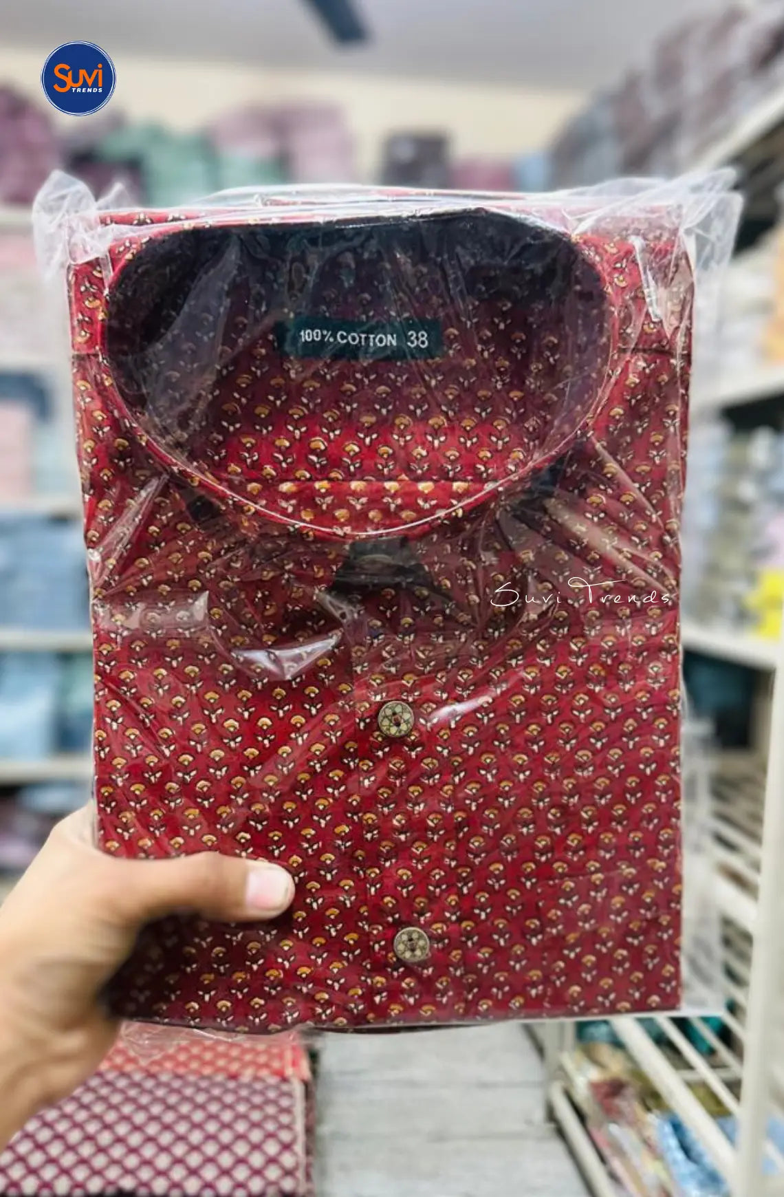 Men's Floral Printed Cotton Shirt - Maroon