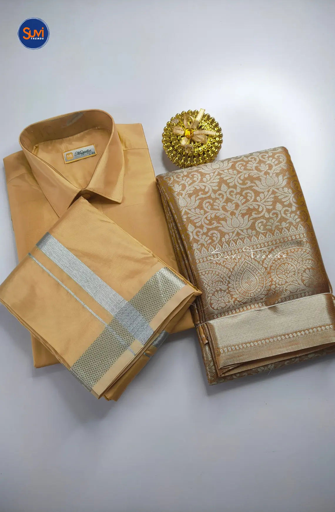 Premium Ethnic Wear Couple Combo Set - Gajal Gold