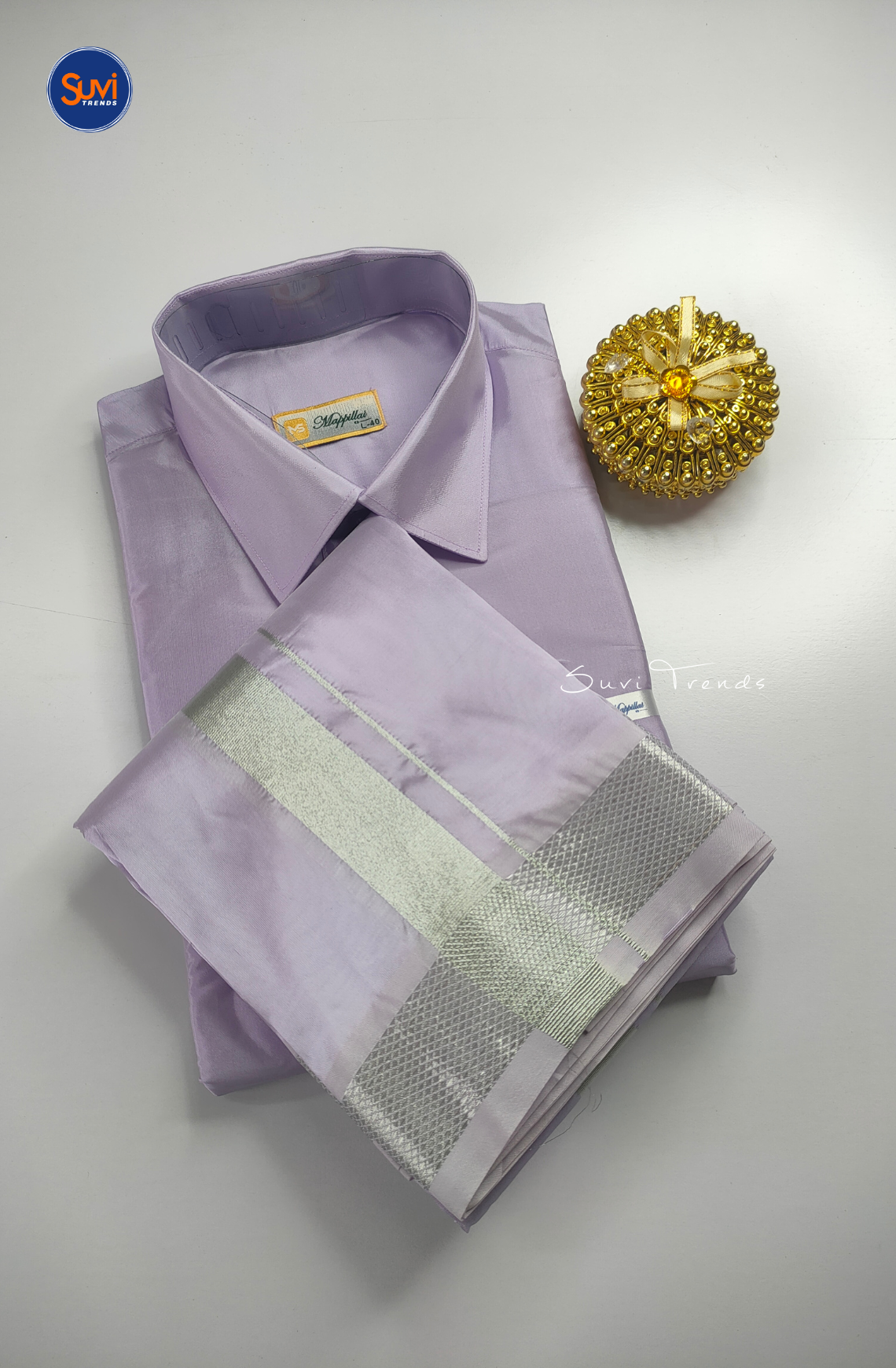 Premium Japan Silk Dhoti Set - Lavender