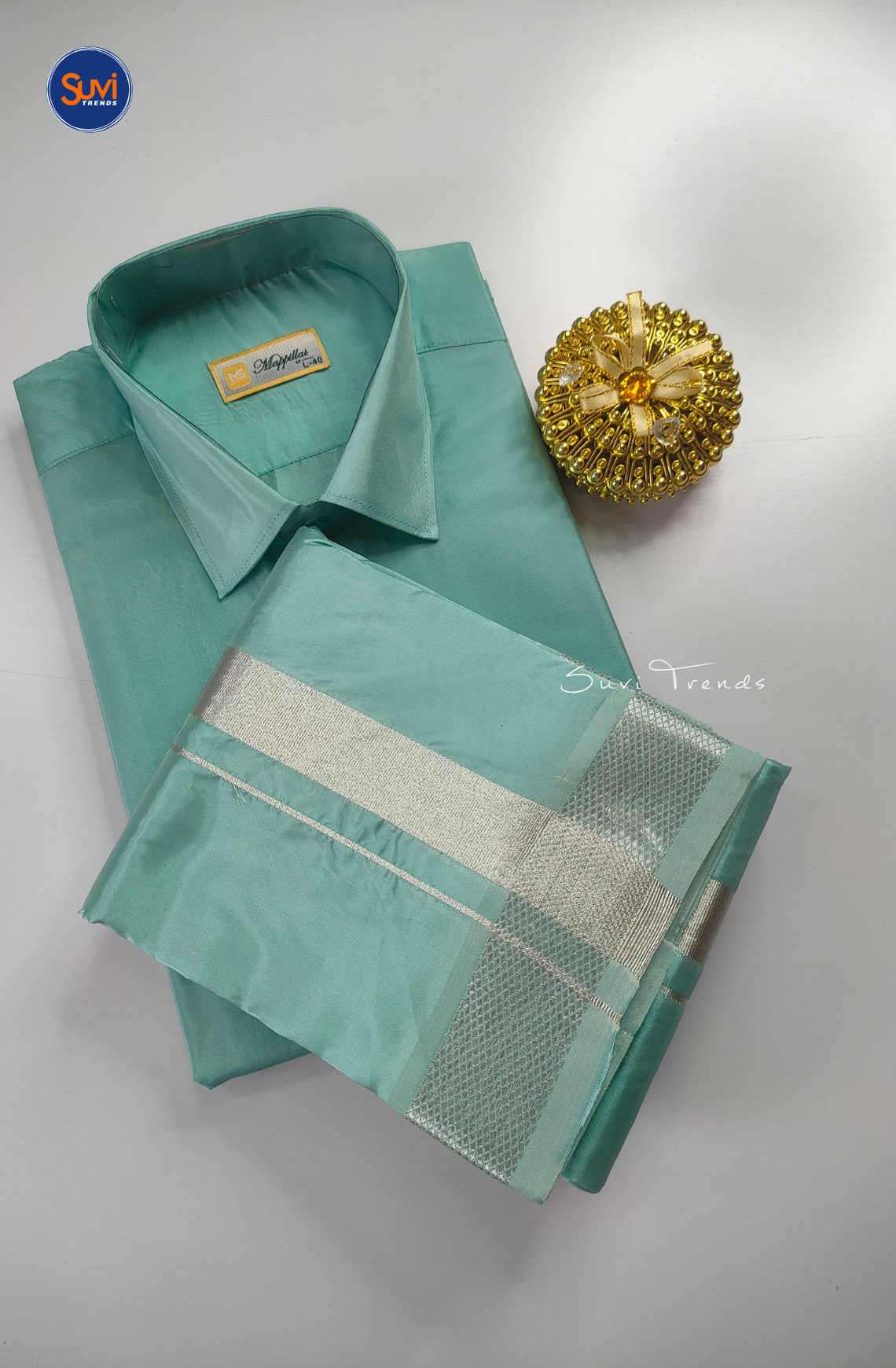 Premium Japan Silk Dhoti Set - Pastel Rama