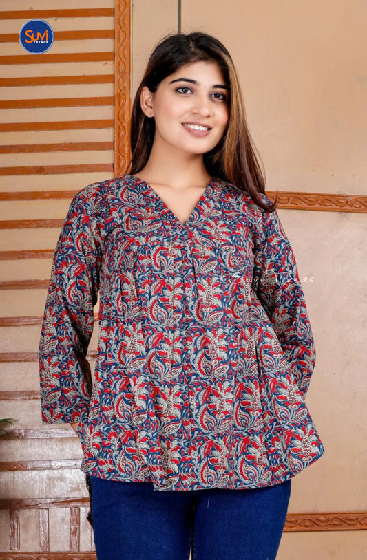 Pure Cotton Printed Aliya Top - Multi-Colour