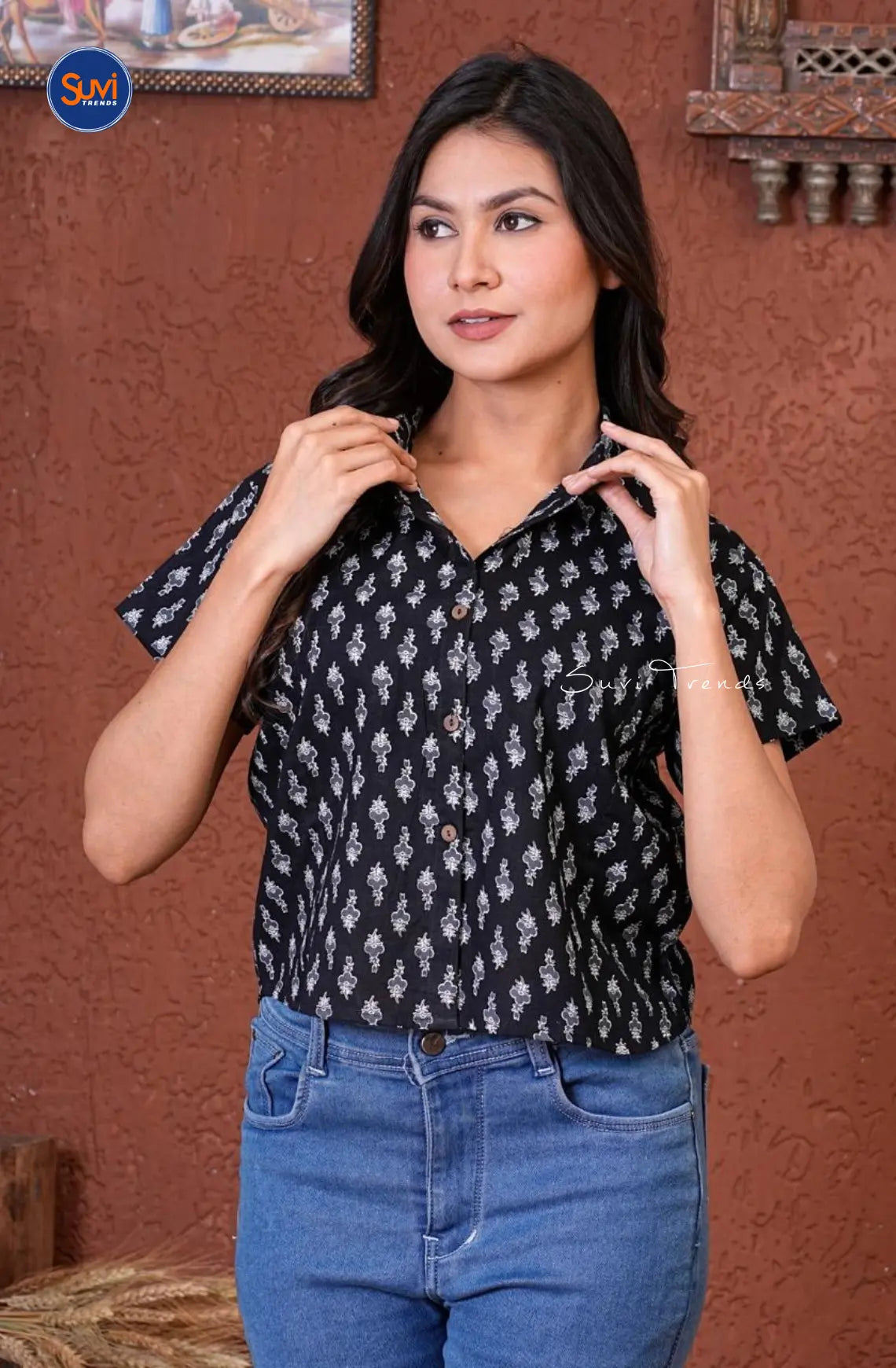 Expertly crafted from 100% pure cotton, this black shirt for women is a must-have for any wardrobe. The printed design adds a touch of sophistication, perfect for any party or event. With its affordable price and convenient online purchase option, this shirt is a must-have for women in Malaysia.