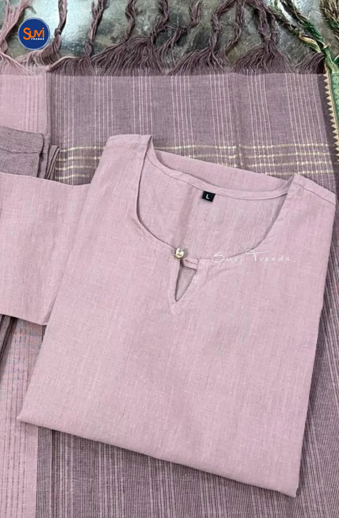 Pure South Cotton Suit Set - Onion Pink