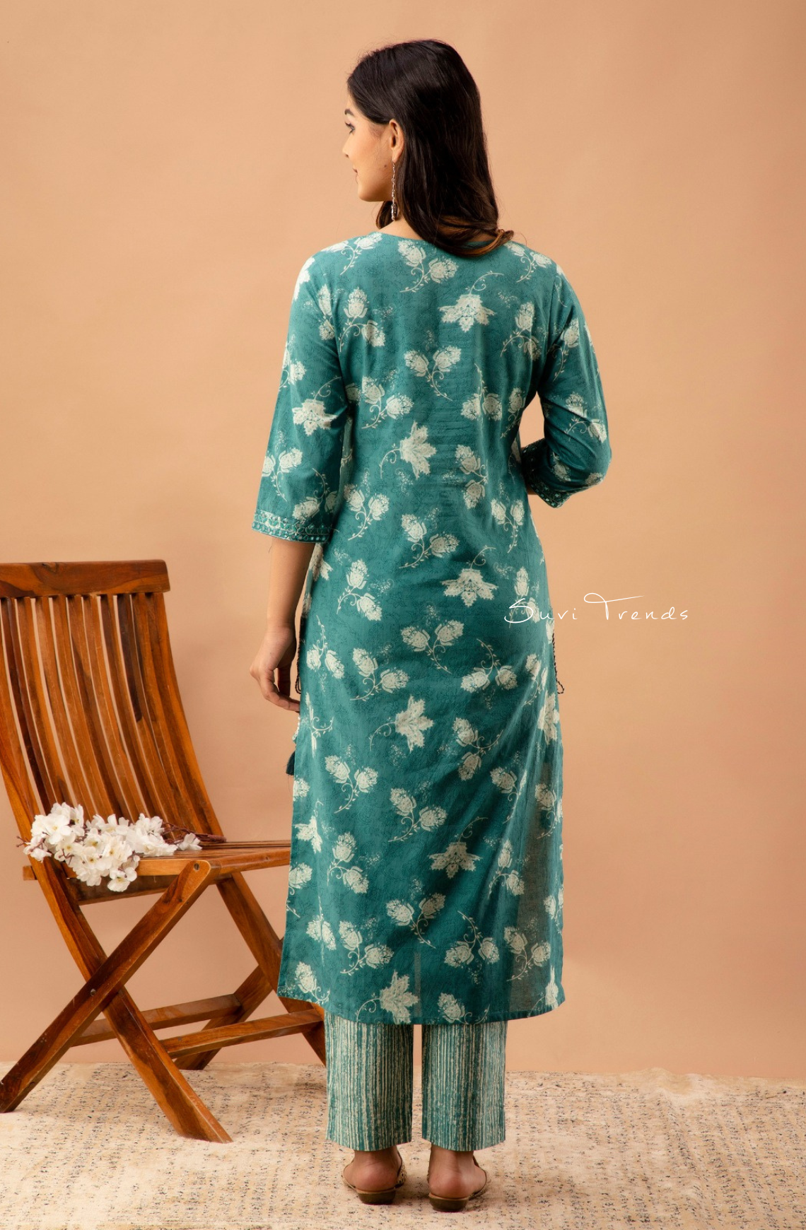 Floral Printed Pure Cotton Suit Set - Green