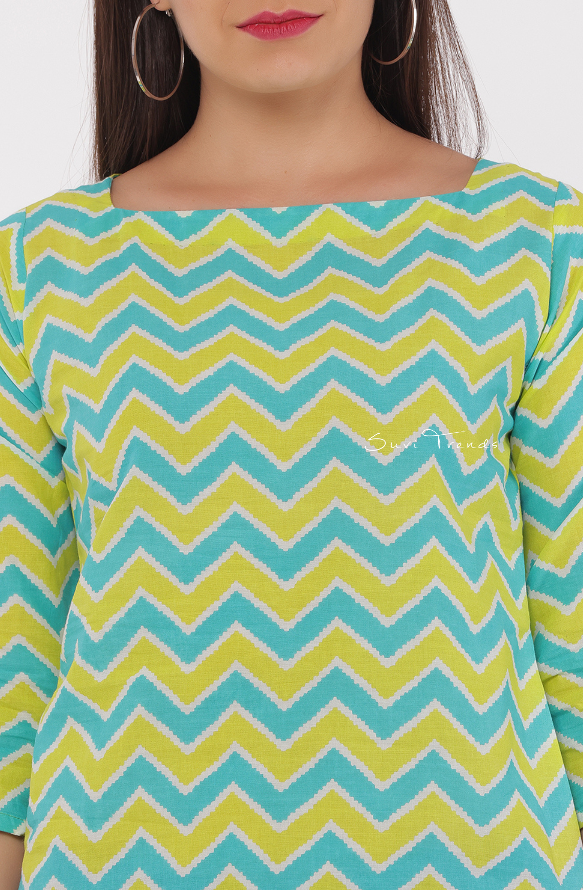 Chevron Short Top - Optic Yellow & Blue