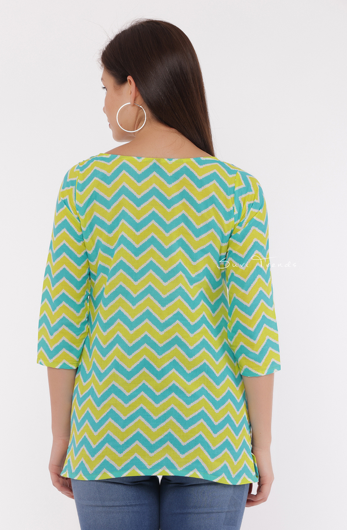 Chevron Short Top - Optic Yellow & Blue