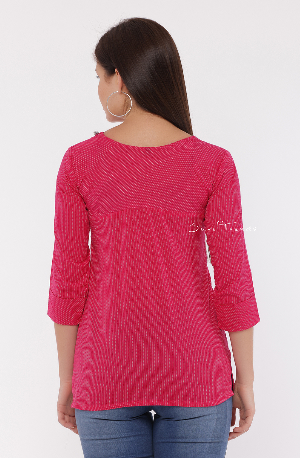 Cotton Kantha Short Top - Pink