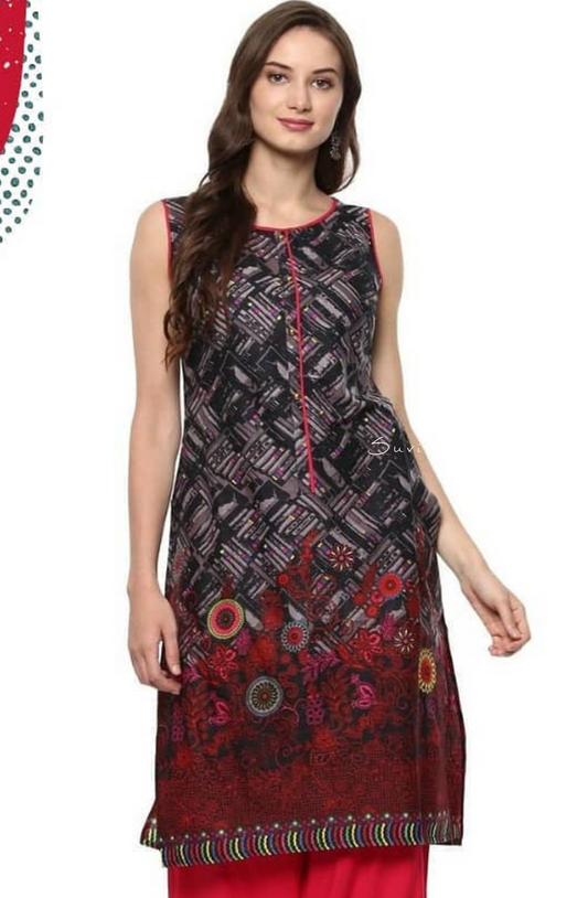 Multi Matrix Printed Straight Kurta - Multi-Colour