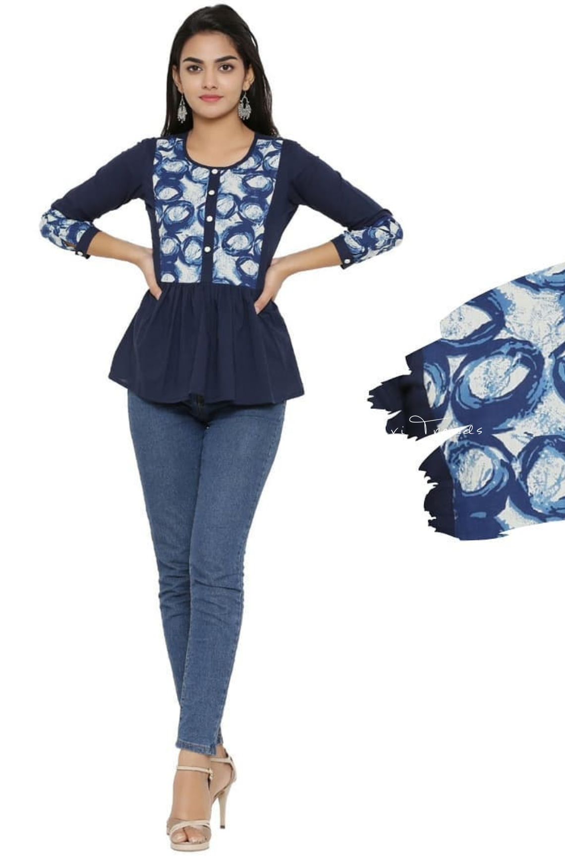 Abstract Printed Short Top - Blue