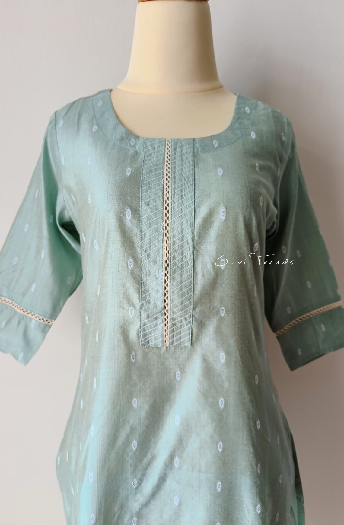 All Over Butta Embroidered Kurta - Green