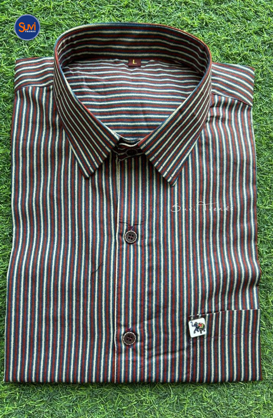 Men's Pure Cotton Shirt - Brown