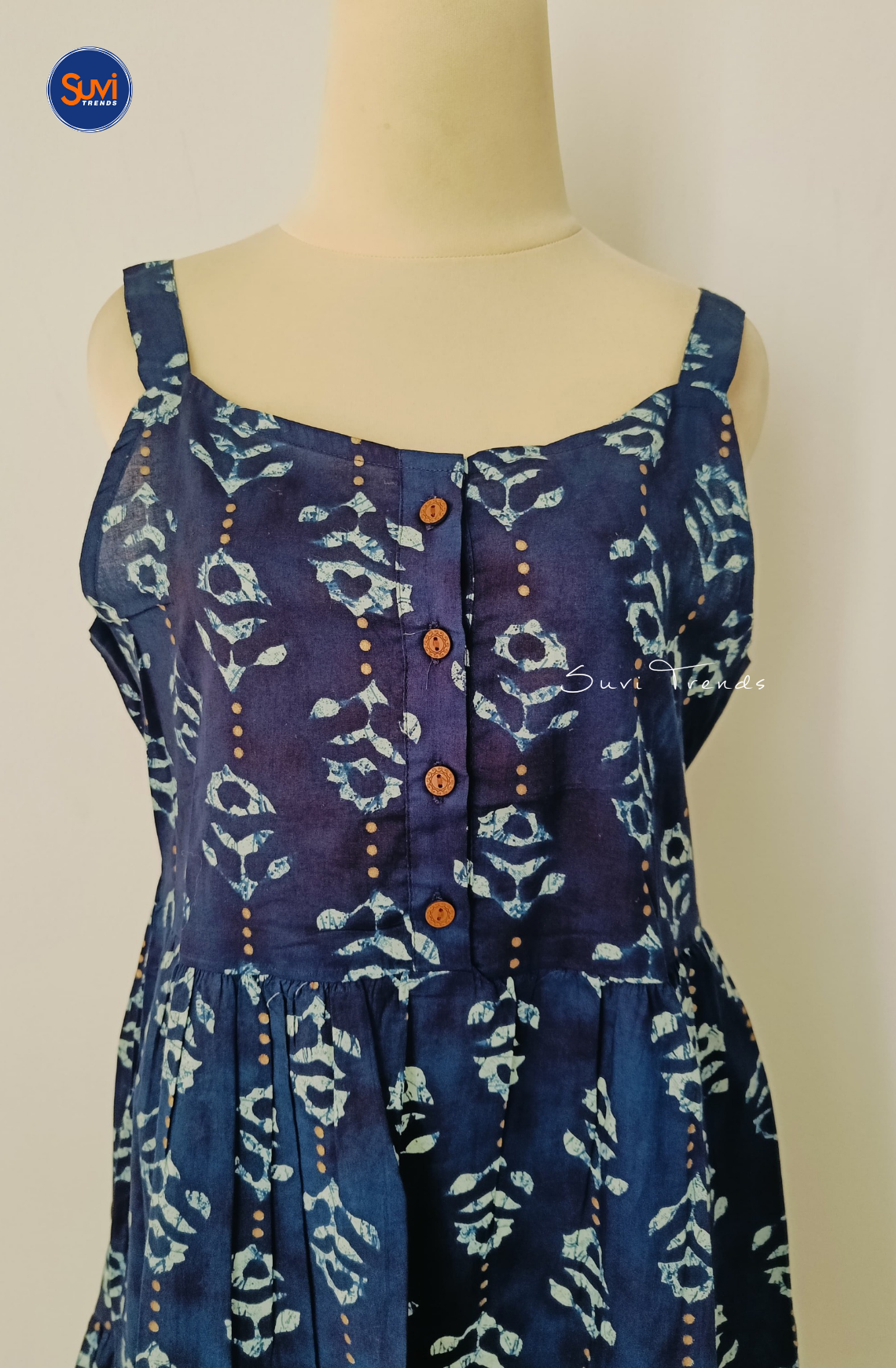 Floral Printed Sleeveless Dress - Blue