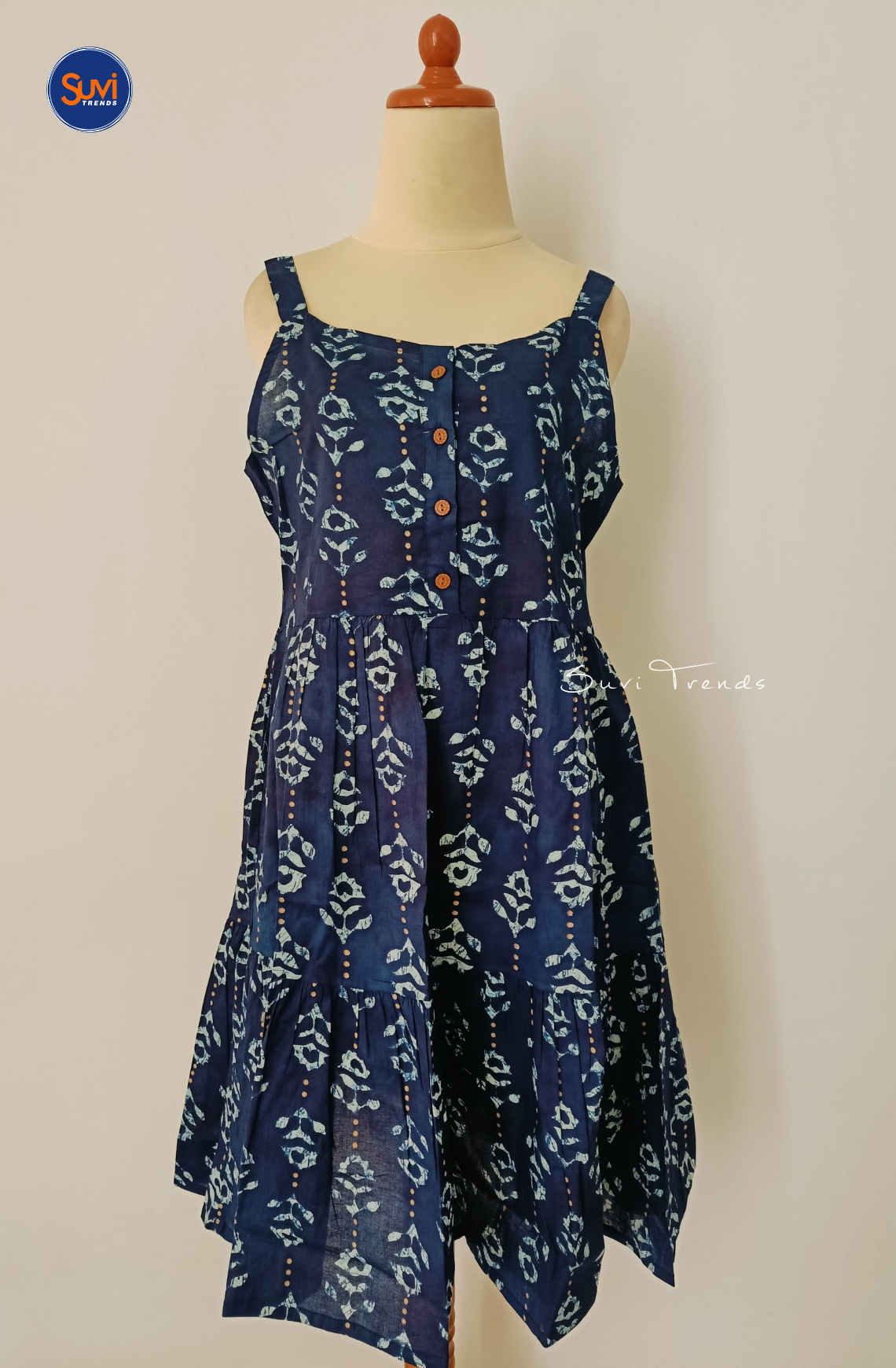 Floral Printed Sleeveless Dress - Blue