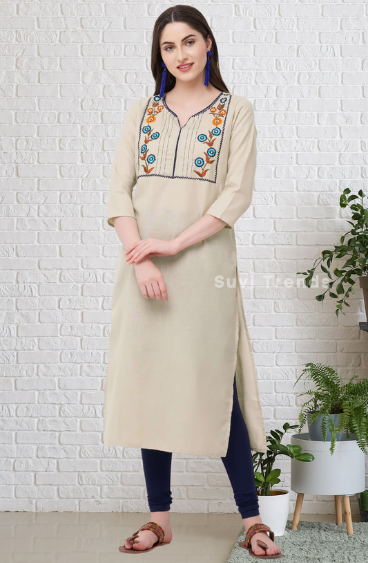 Beige Embroidery Kurta