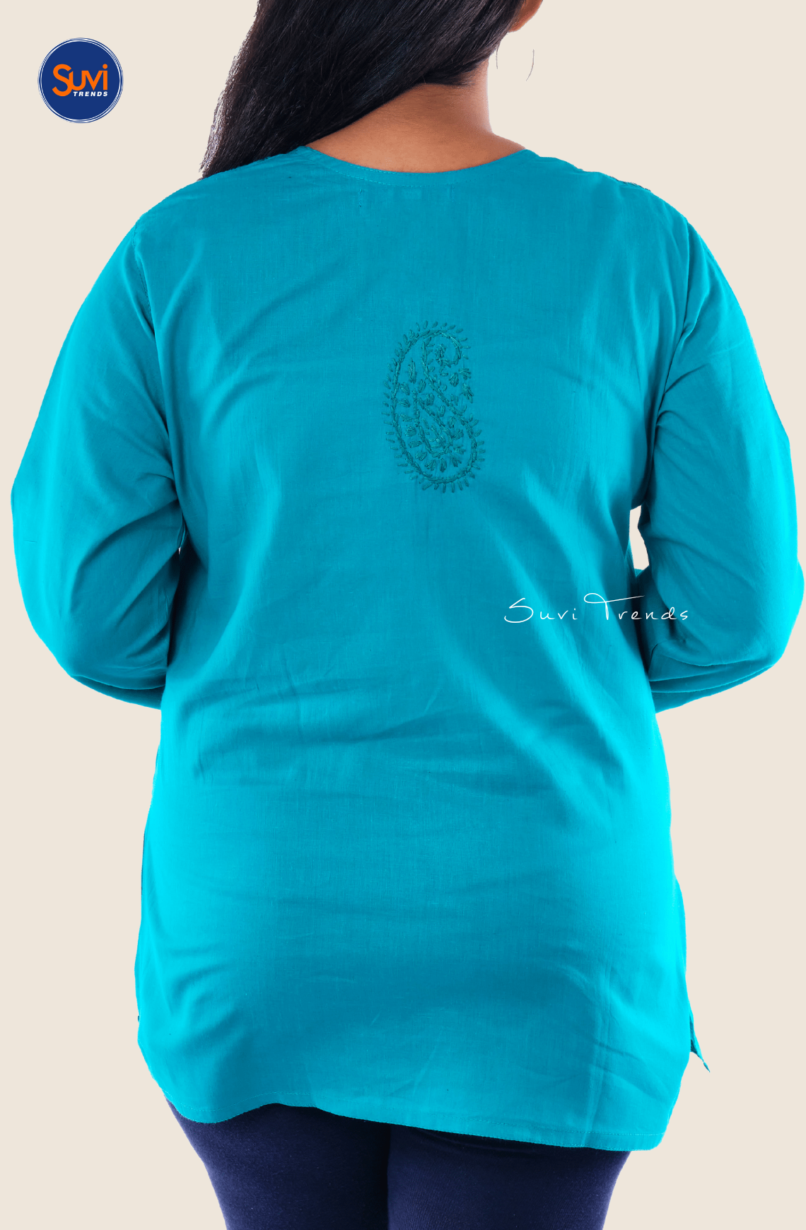 Lucknowi Hand Embroidered Chikankari Top - Sky Blue