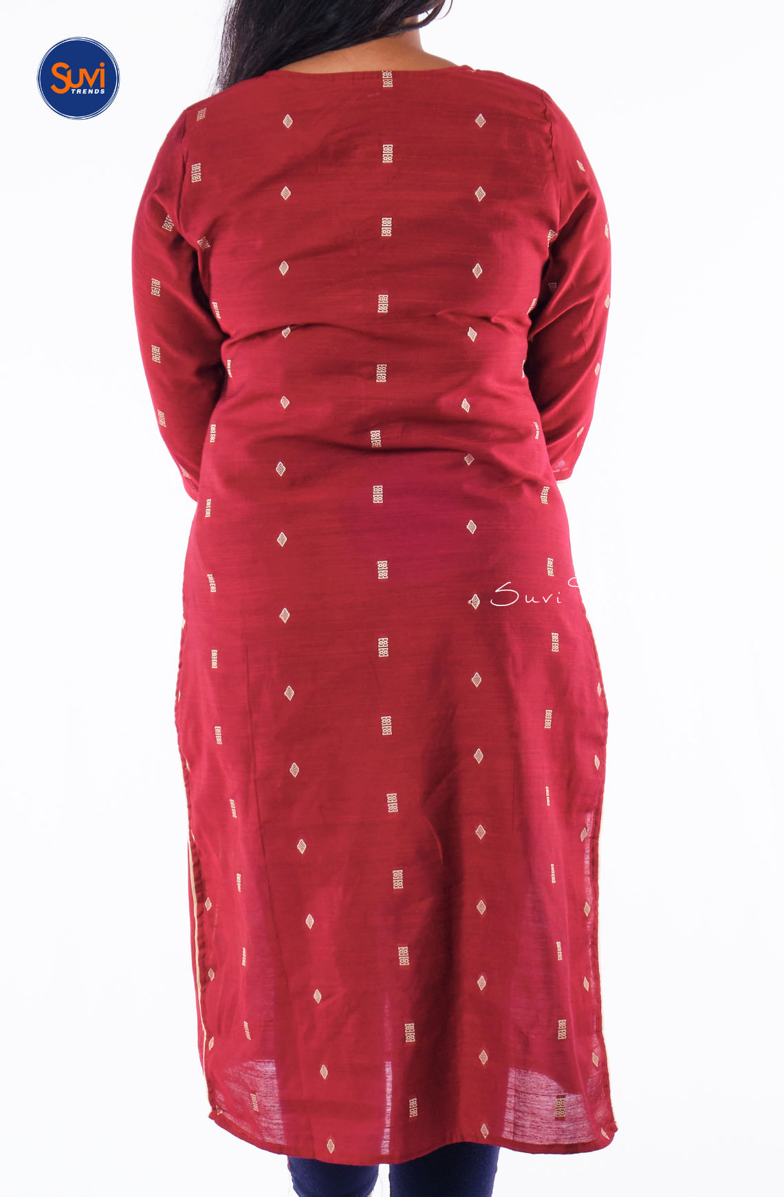 All Over Butta Embroidered Kurta - Maroon