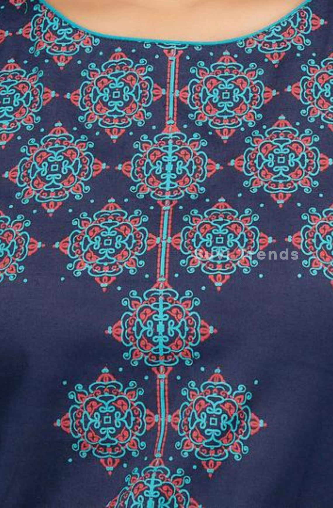 Navy Blue Ethnic Printed Top