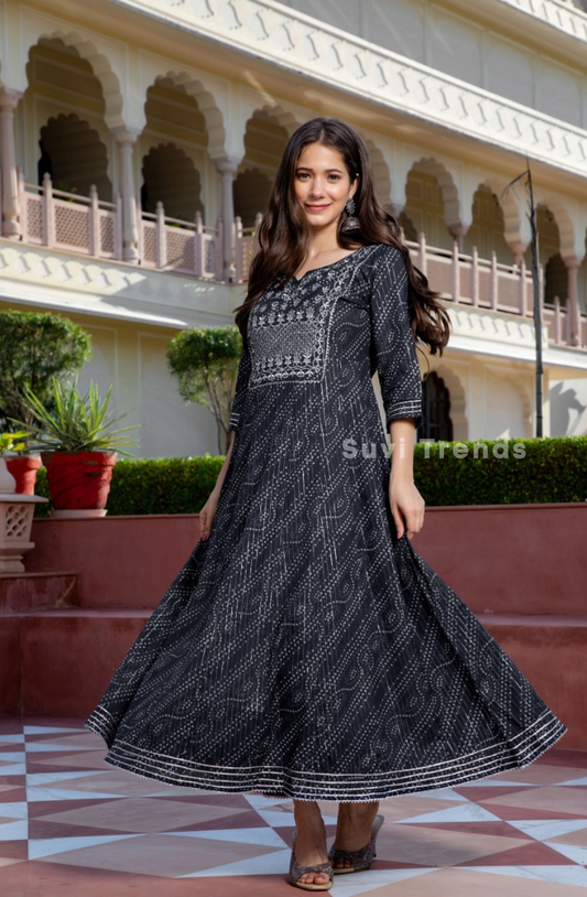 Black Zari Embroidery Long Gown