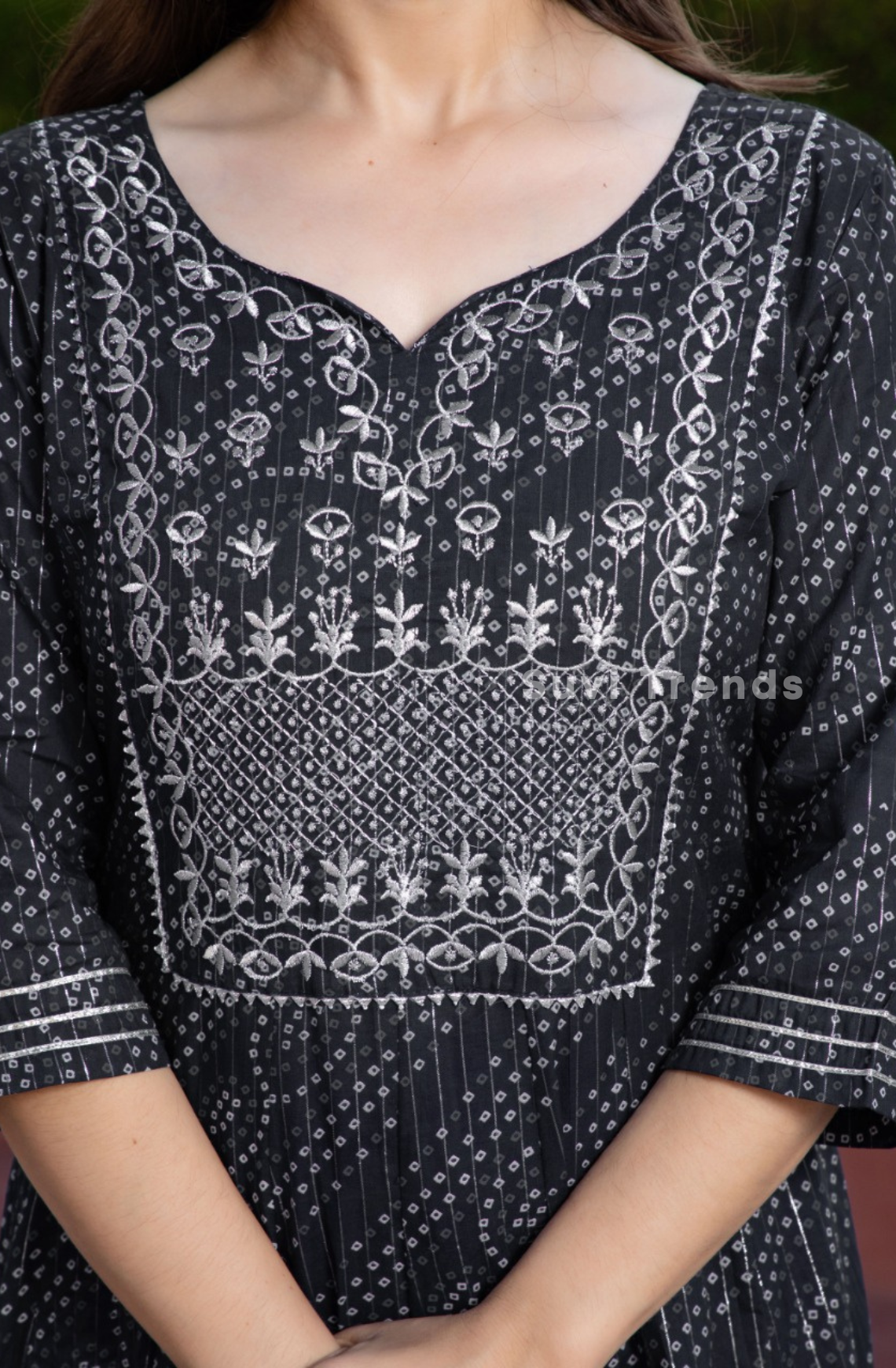 Black Zari Embroidery Long Gown