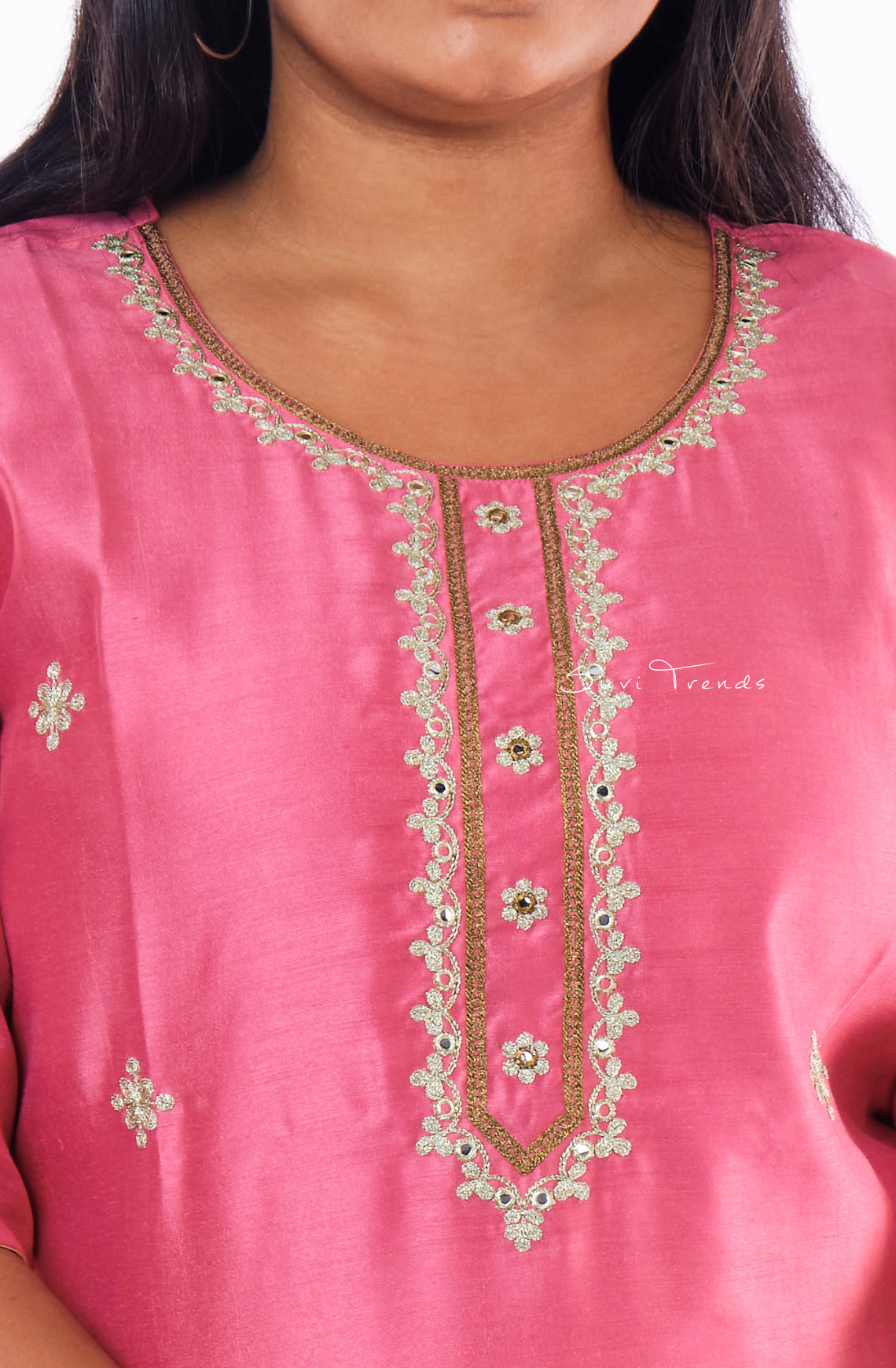 All Over Butta Embroidered Kurta - Pink